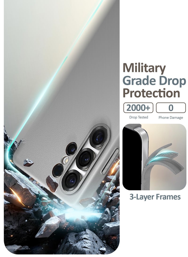 CATANES 2 Pack Leather Case for Samsung Galaxy S26 Ultra, One Case with One Privacy Glass ,  Leather Back Cover, Shockproof Protective Shell, Elegant Matte Finish- Grey Titanium - Image 3